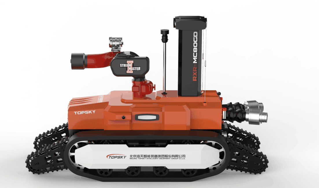 全地形防爆消防滅火偵察機器人【履帶擺臂】  (第2代，升降云臺及氣體二合一探測裝置+語音控制）  RXR-MC80BGD