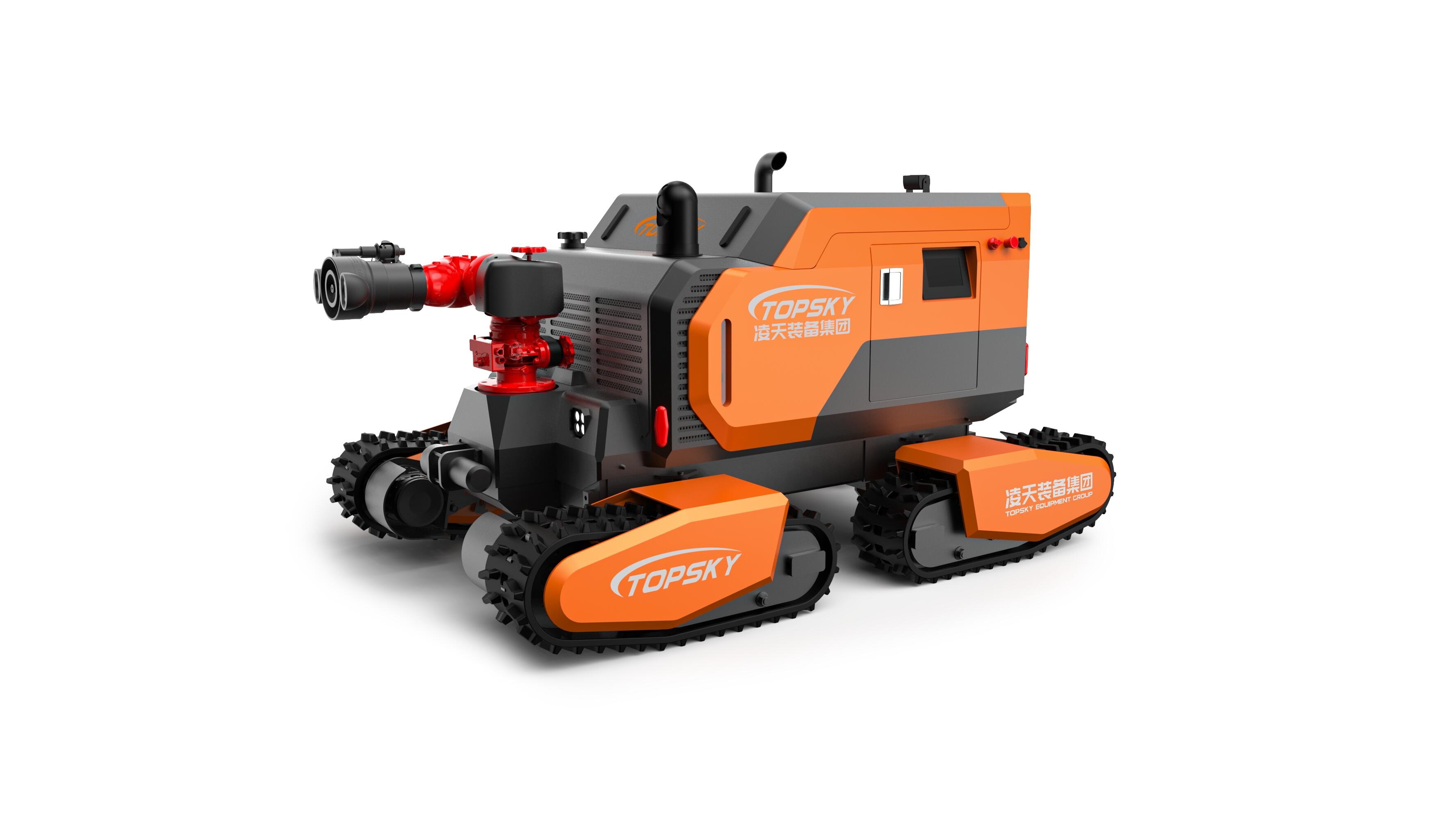 全地形消防滅火機器人 （第2代，四履帶，油動液壓、150進口消防水炮）